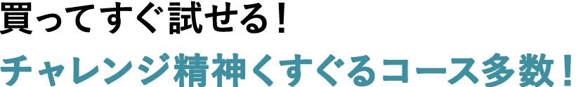 買ってすぐ試せる！チャレンジ精神くすぐるコース多数！